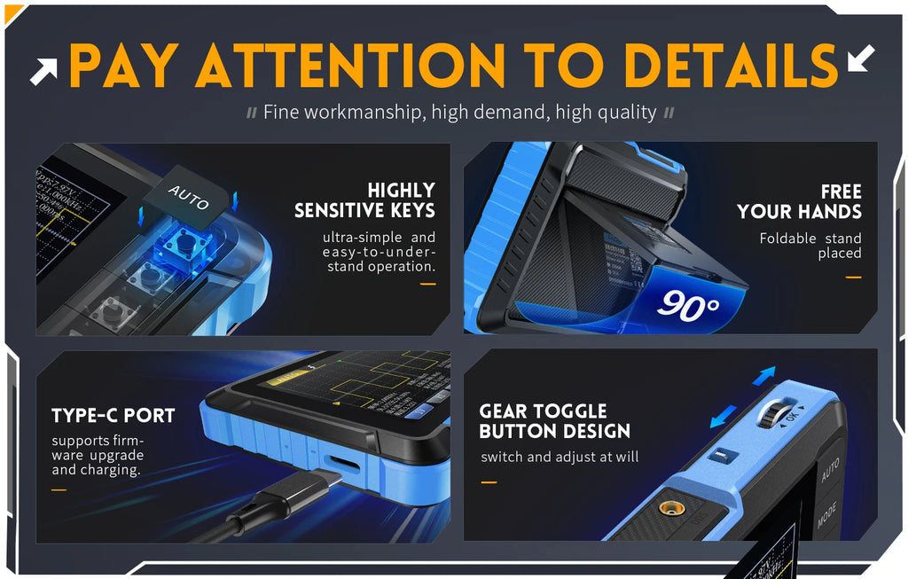 FNIRSI New DSO510 DSO152 DSO153 Mini Handheld Digital 2 IN 1 Oscilloscope Portable 48MS/s 10MHz Bandwidth Electronic Repair Tool