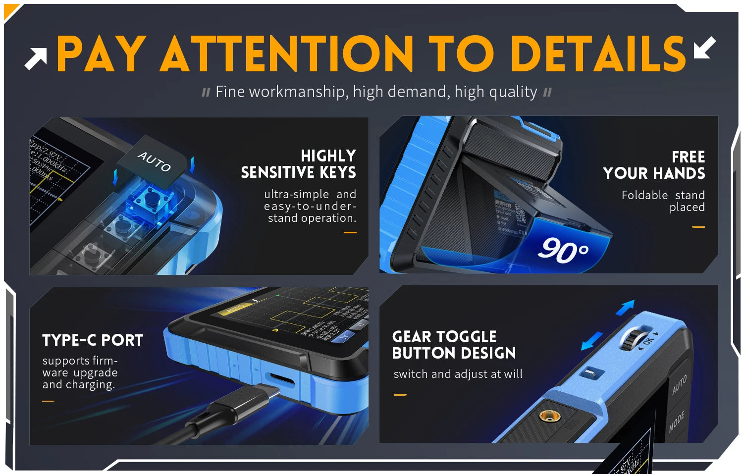 FNIRSI New DSO510 DSO152 DSO153 Mini Handheld Digital 2 IN 1 Oscilloscope Portable 48MS/s 10MHz Bandwidth Electronic Repair Tool