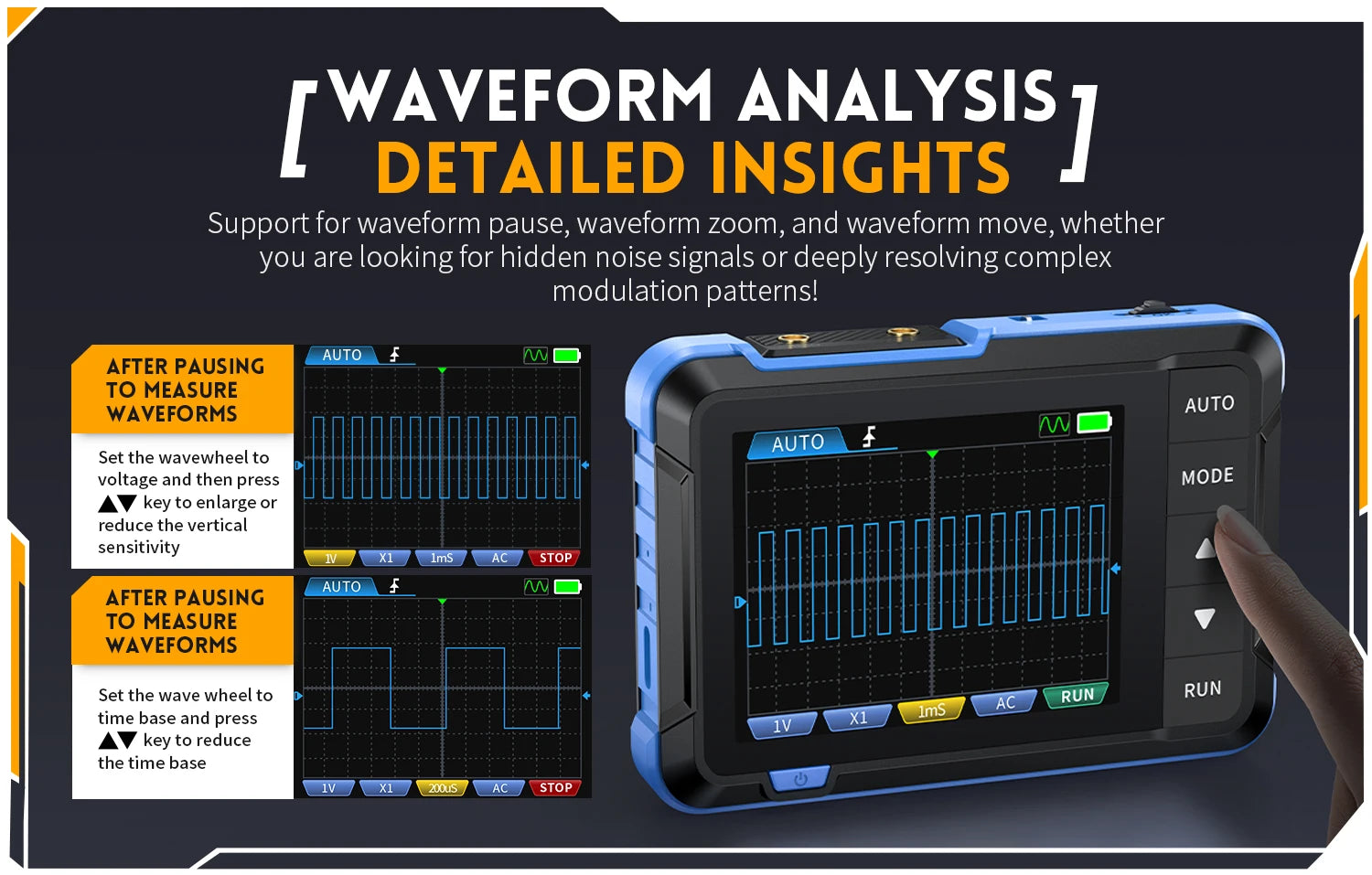 FNIRSI New DSO510 DSO152 DSO153 Mini Handheld Digital 2 IN 1 Oscilloscope Portable 48MS/s 10MHz Bandwidth Electronic Repair Tool