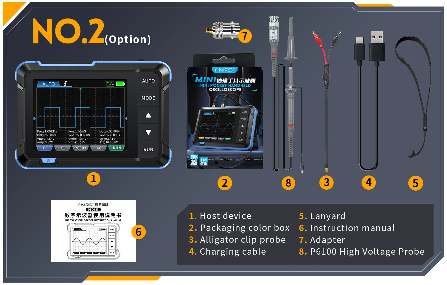 FNIRSI New DSO510 DSO152 DSO153 Mini Handheld Digital 2 IN 1 Oscilloscope Portable 48MS/s 10MHz Bandwidth Electronic Repair Tool