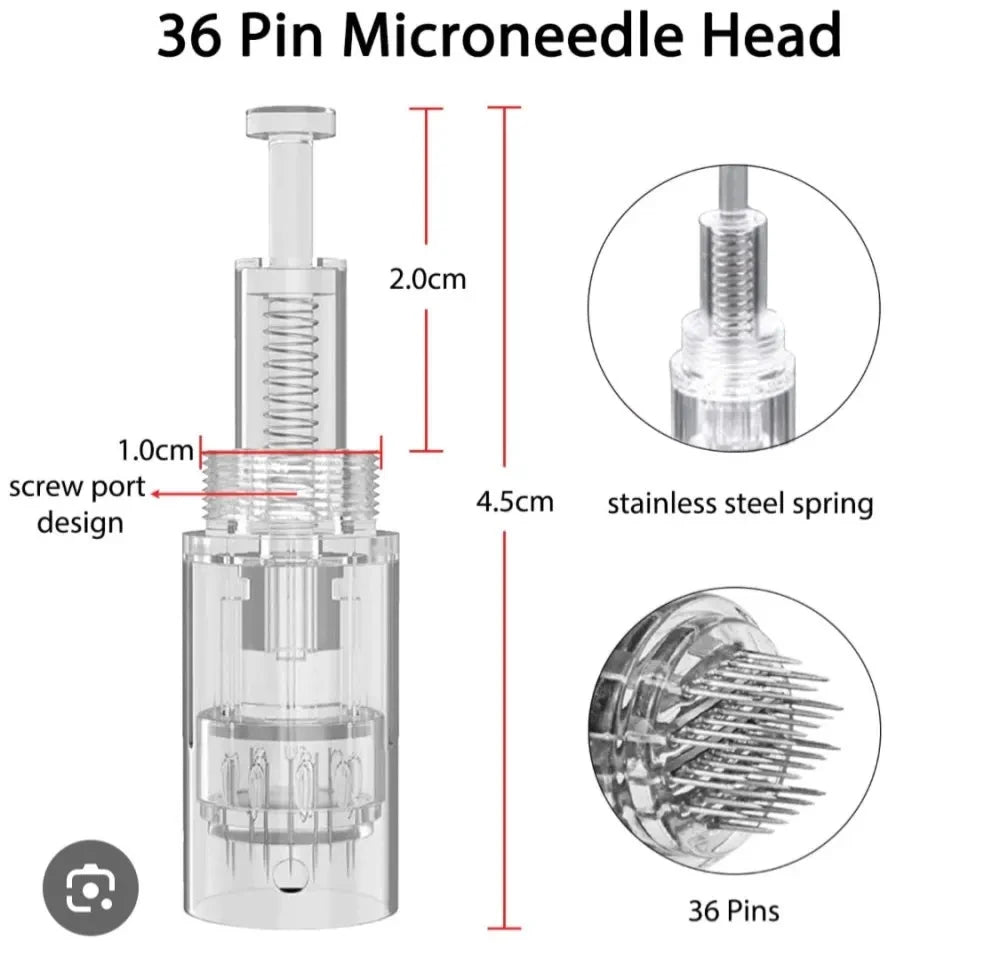 100PCS 12/36pin Microneedling DermaPen Needles Screw Tatoo Cartridge Replacement Heads Bayonet MTS Tips