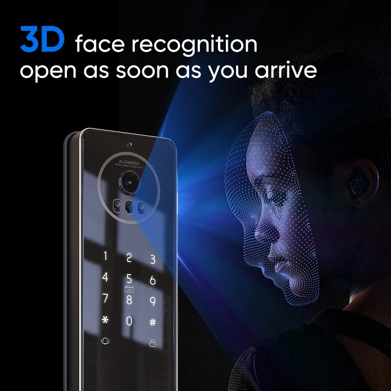 Locstar CNC Processing Technology 4.5-inch Large Screen 3D Face Video Intercom WIFI Smart Door Lock with Camera and Fingerprint