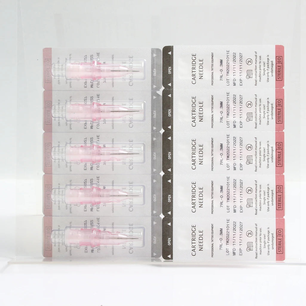50PCS Tattoo Cartridges Disposable Sterilized Cartridges Tattoo Machine Needles RL/RS/RM/M1 for Tattoo Artist
