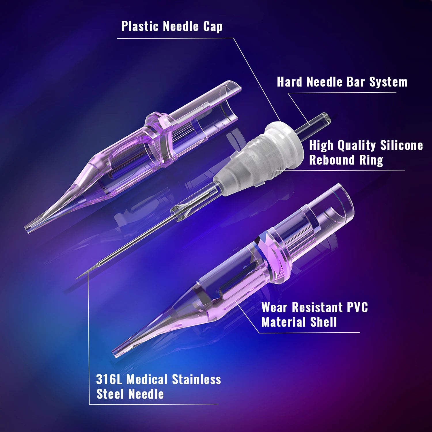 Professional Cartridge Tattoo Needles 1203RL Round Liner 20pcs Per Box Yilong Sterilized Disposable