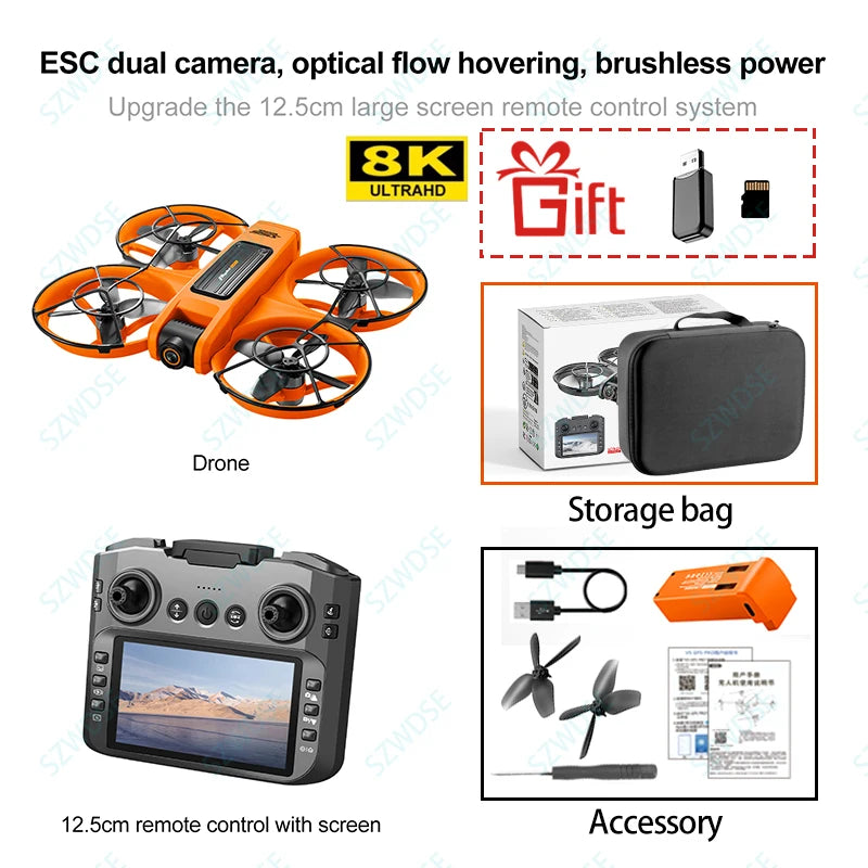 New S156 Quadcopter Aircraft Drone 8K Professional Camera Drone 5G WIFI FPV 4.5 Inch Large Screen Remote Control RC Dron VS V66