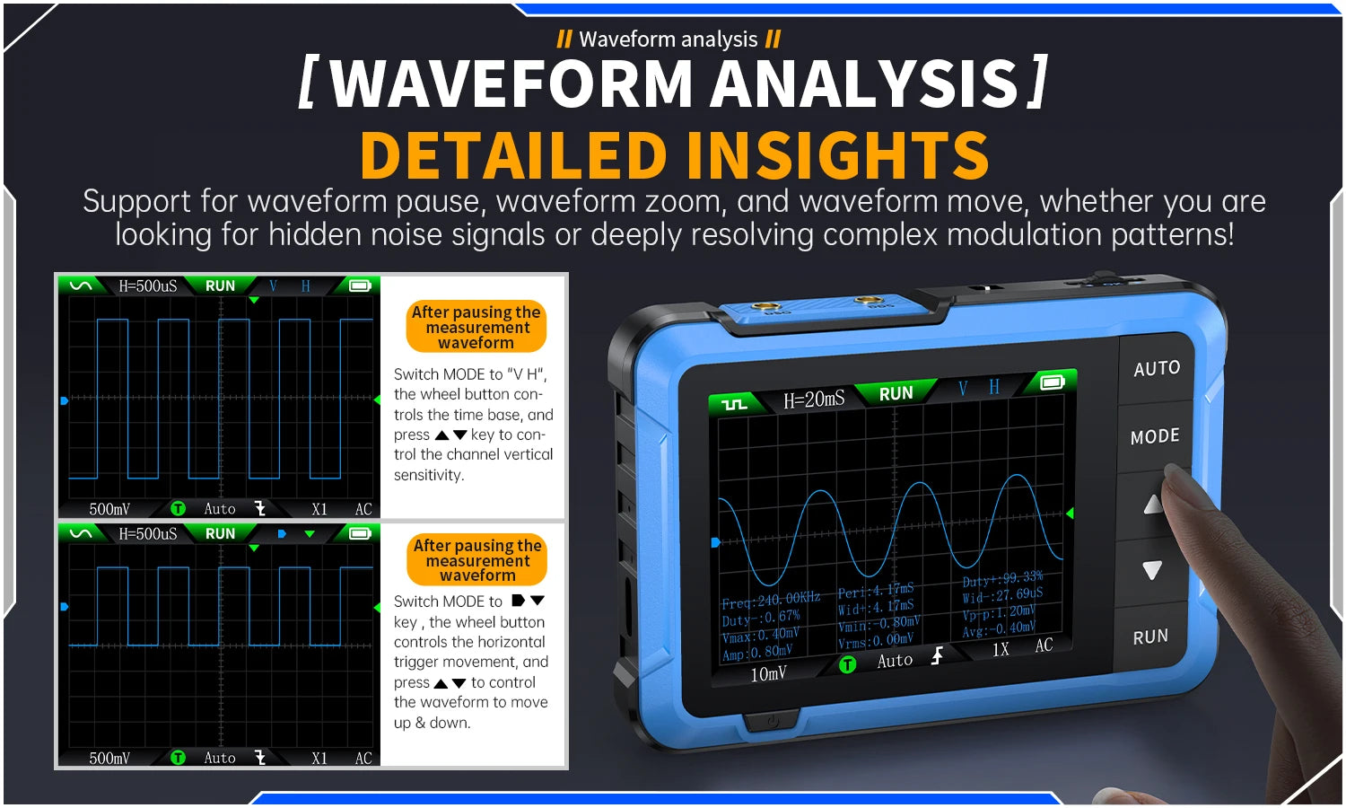 FNIRSI New DSO510 DSO152 DSO153 Mini Handheld Digital 2 IN 1 Oscilloscope Portable 48MS/s 10MHz Bandwidth Electronic Repair Tool