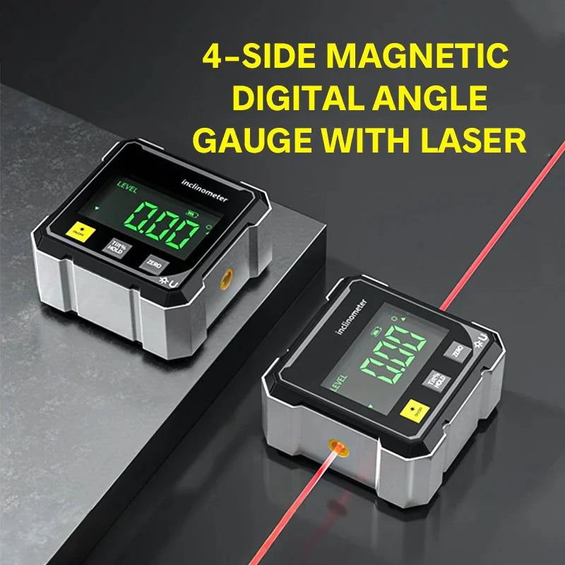 2026 New Magnetic Digital Angle Gauge With Laser Electronic Protractor Horizontometer Inclinometer Angle Ruler Slope Measuring