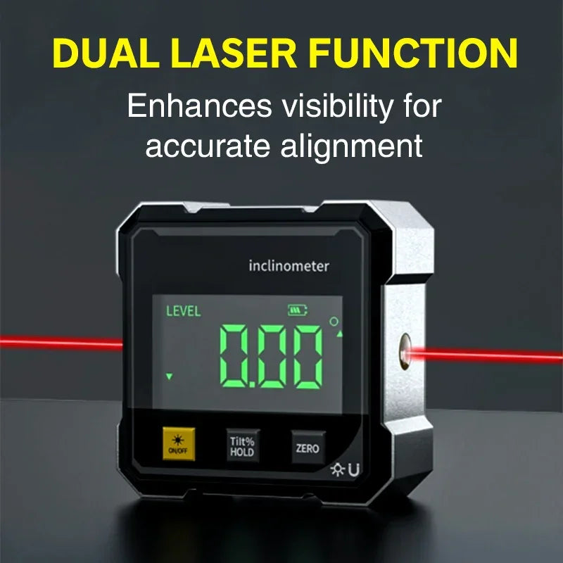 2026 New Magnetic Digital Angle Gauge With Laser Electronic Protractor Horizontometer Inclinometer Angle Ruler Slope Measuring