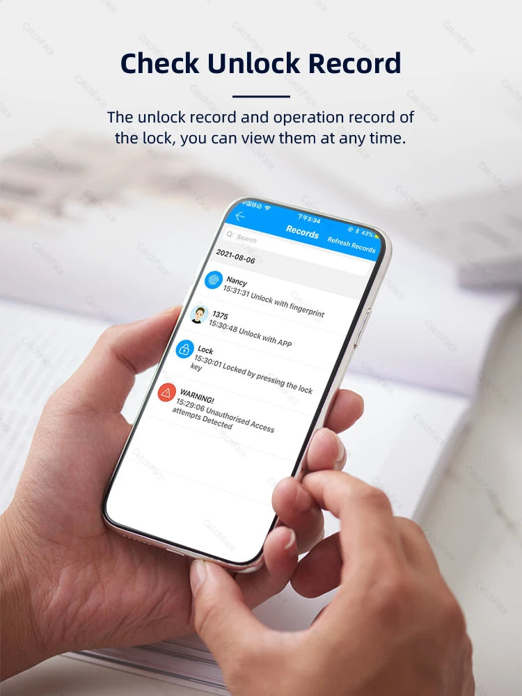 Catchfcae New Adjustable Replacement TTLock APP Fingerprint FRID Card Password Cylinder Electronic Smart Door Lock Digital