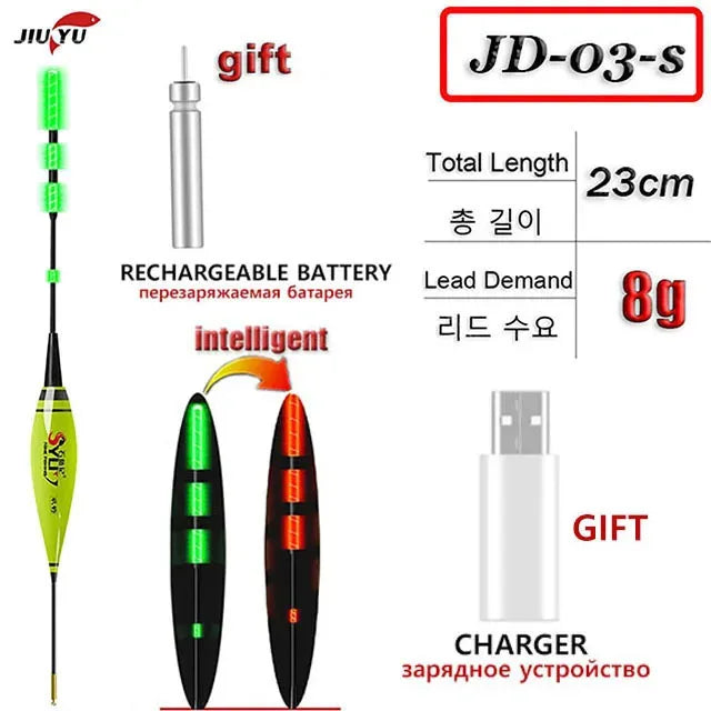 2024 New Fishing Float Set Led Smart Electronic Luminous Floats 3g 5g 7g 10g 13g 15g 20g Gravity Sensing Winter Summer Fishing