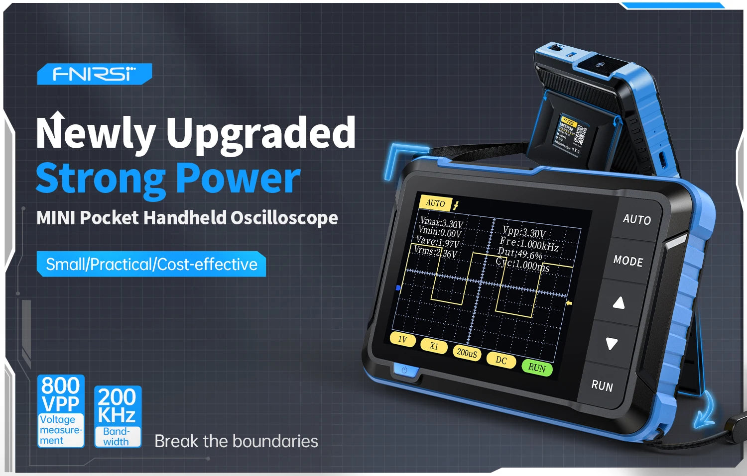FNIRSI New DSO510 DSO152 DSO153 Mini Handheld Digital 2 IN 1 Oscilloscope Portable 48MS/s 10MHz Bandwidth Electronic Repair Tool