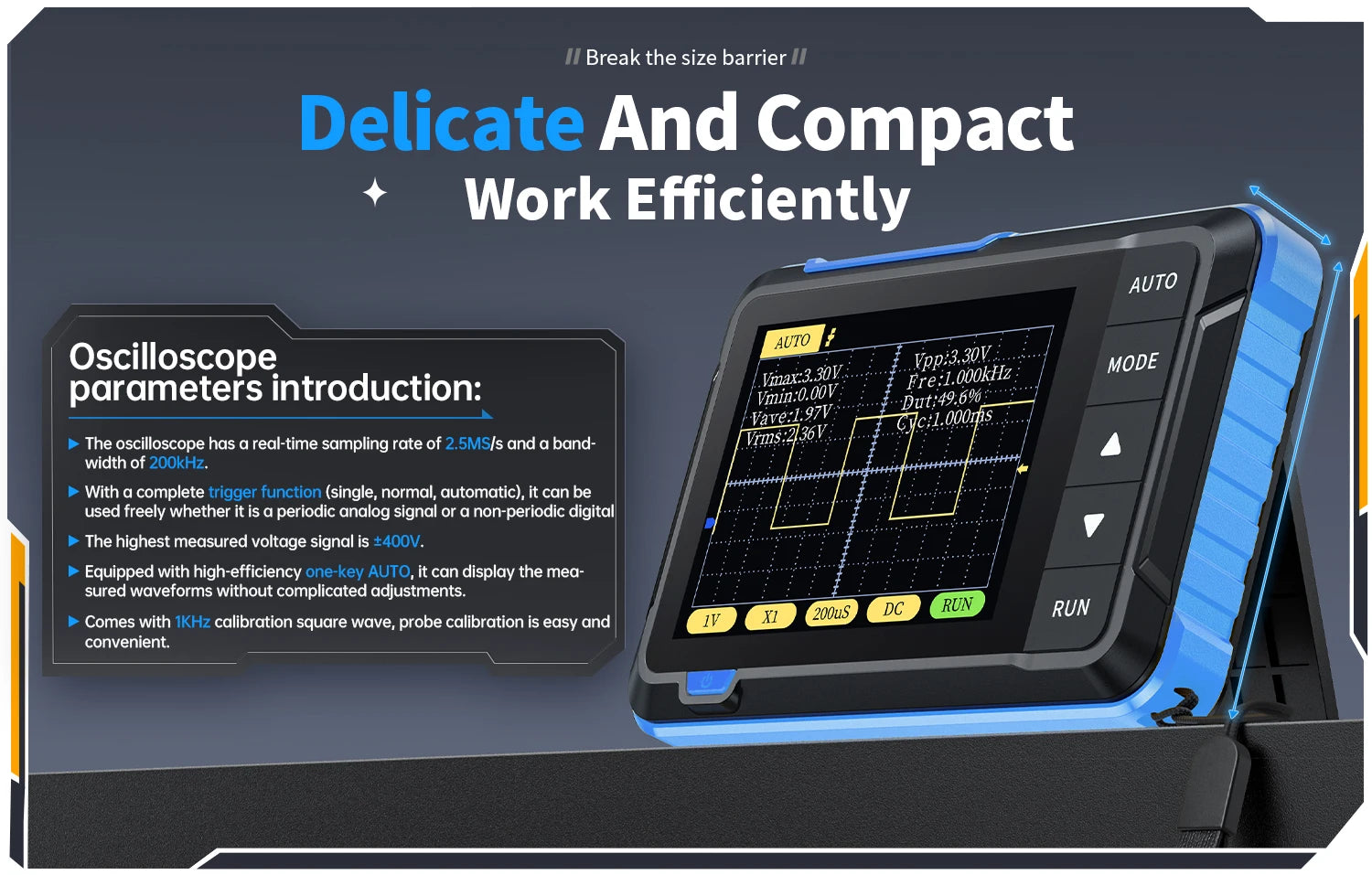 FNIRSI New DSO510 DSO152 DSO153 Mini Handheld Digital 2 IN 1 Oscilloscope Portable 48MS/s 10MHz Bandwidth Electronic Repair Tool