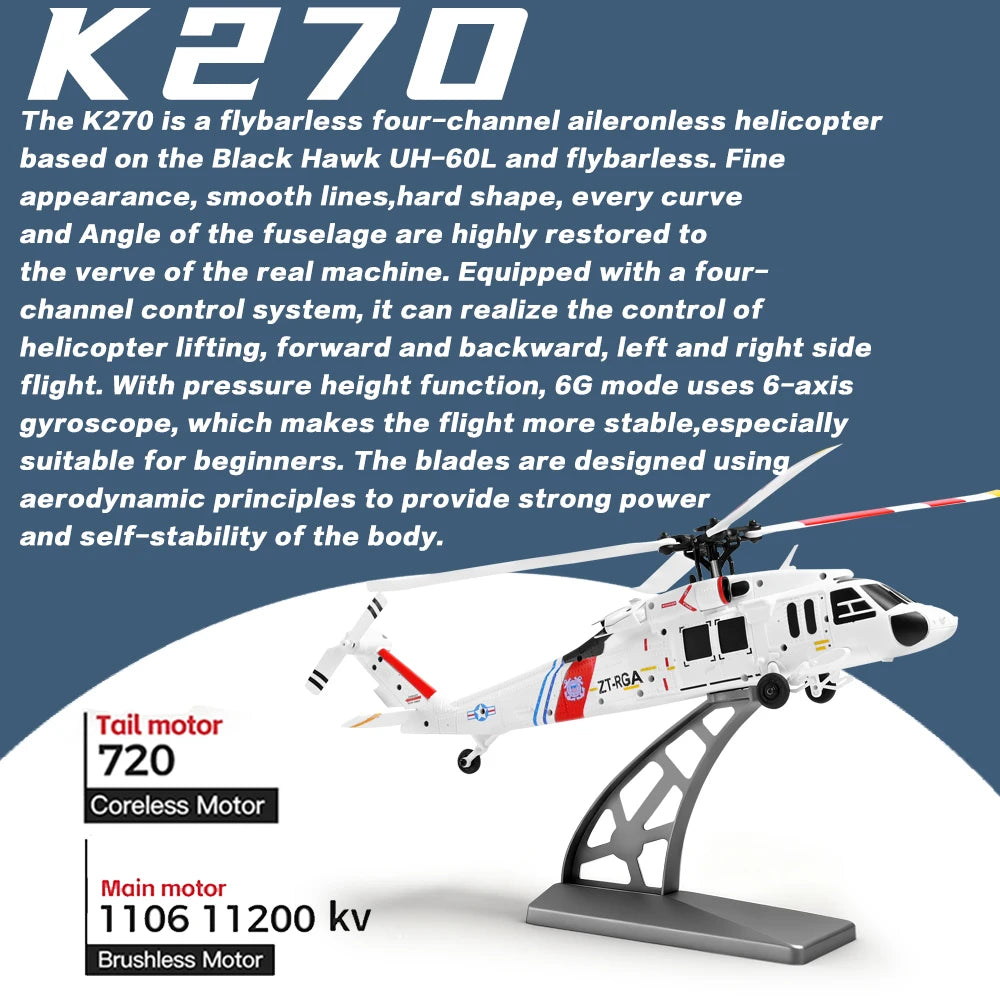 Hot Sale WLtoys K270 RC Helicopter 2.4G 4CH Brushless 6-Axis Gyro Optical Flow Altitude Hold RTF Drone Toy for Kids Boy 2026 New