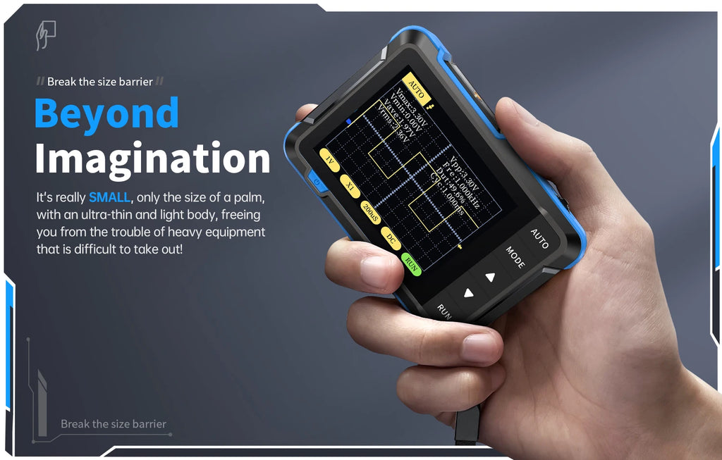 FNIRSI New DSO510 DSO152 DSO153 Mini Handheld Digital 2 IN 1 Oscilloscope Portable 48MS/s 10MHz Bandwidth Electronic Repair Tool